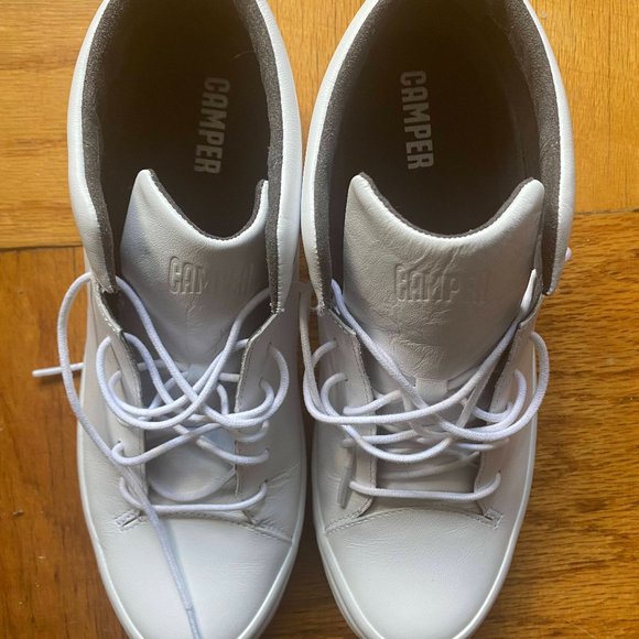 Camper Beetle shoe, white leather, chukka style. main image 5